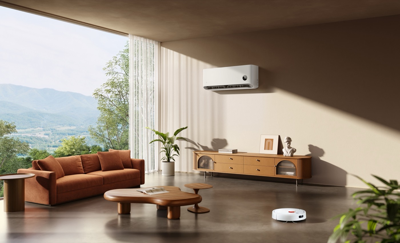 A wall mounted split system running in a customer's living room